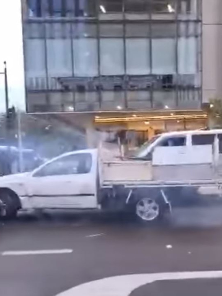 The ute rammed multiple vehicles. Picture: Facebook/Luke Kennedy