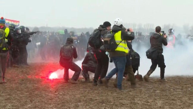 Police clash with anti-coal demonstrators in German village