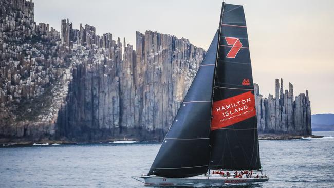 Wild Oats XI placed third in the 75th Sydney to Hobart, sailing past Cape Raoul.