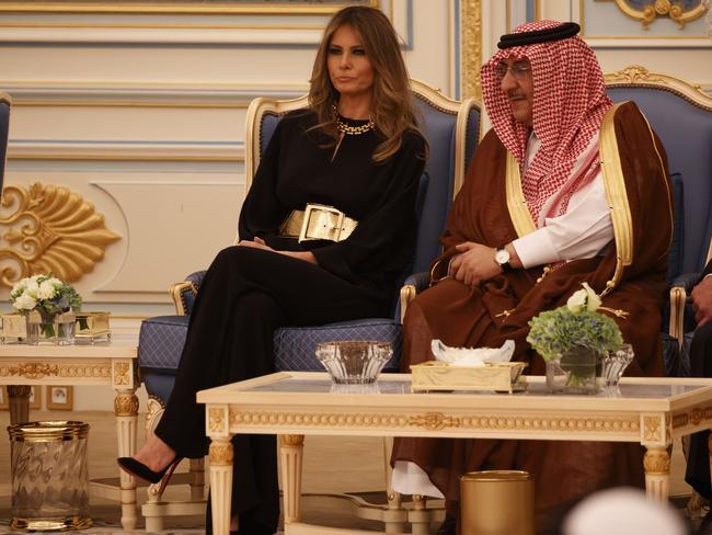 First lady Melania Trump talks with Saudi Crown Prince Muhammad bin Nayef. Picture: Evan Vucci