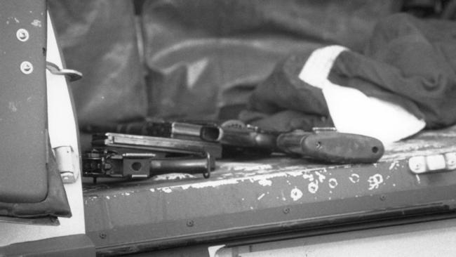 The weapons in the back of the robbers’ van. Picture: Library NWN