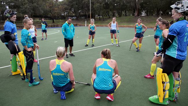 Paul Gaudoin (centre) joins a growing list of senior staff to exit Hockey Australia. Picture: AAP