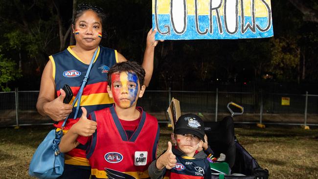 Lisa Stott, Alijah carroll and Azariah carroll at the Gold Coast Suns match vs Adelaide Crows at TIO Stadium. Picture: Pema Tamang Pakhrin