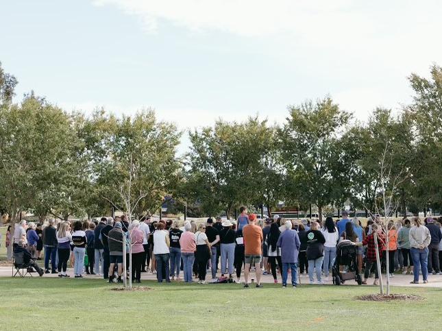 Cobram residents attend a rally against violence against women. Picture: Supplied.