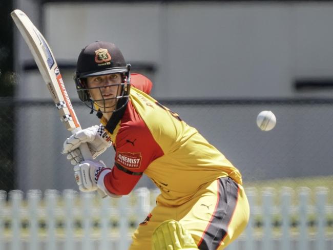 Premier Cricket: St Kilda v Kingston Hawthorn. Patrick Rowe batting for St Kilda. Picture: Valeriu Campan