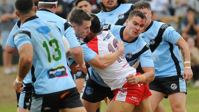 The Woolgoolga defence holds firm. Picture: Leigh Jensen