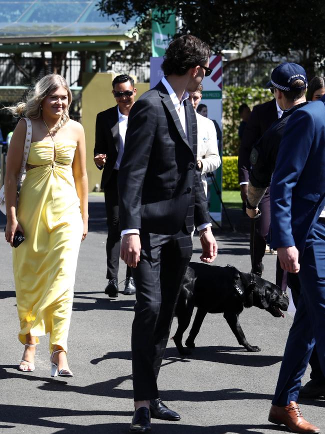 Racegoers were met by police sniffer dogs.