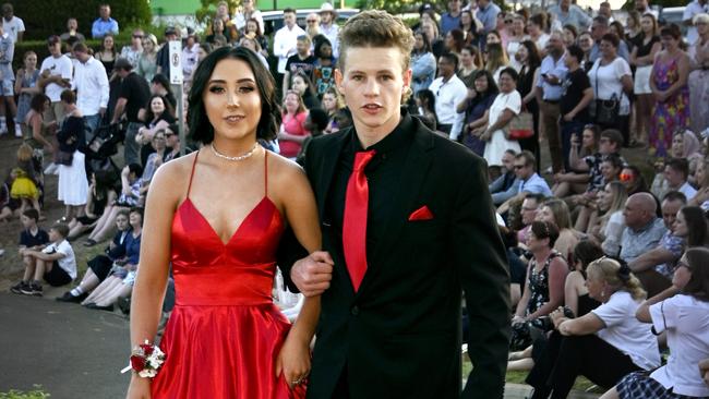 Harristown High School formal 2020 at Highfields Cultural Centre. Jack Byrne and Taylah Holt.