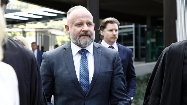 Gold Coast criminal lawyer Campbell MacCallum leaves Brisbane Magistrates Court in 2023 after he was found guilty on drugs charges. Picture: NCA NewsWire/Tertius Pickard