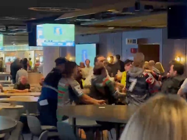 An ugly brawl erupted in the members area of Allianz Stadium during the Round 3 NRL match between the Sydney Roosters and South Sydney Rabbitohs.