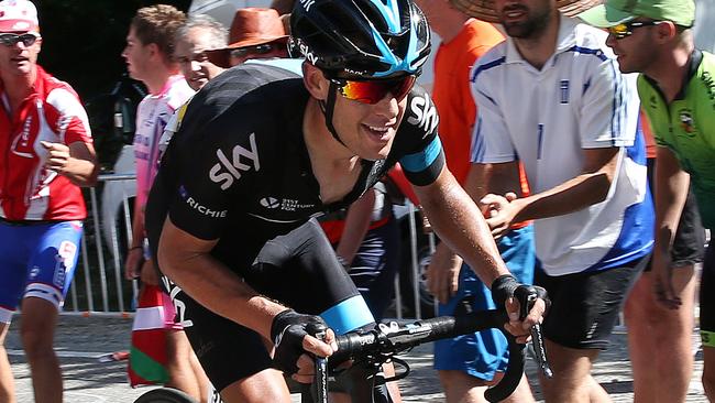 Tour de France - Stage 10 - Tarbes to La Pierre-Saint-Martin. Australian Team Sky rider - Richie Porte makes his way up the last climb - Col De Soudet. Photo Sarah Reed.