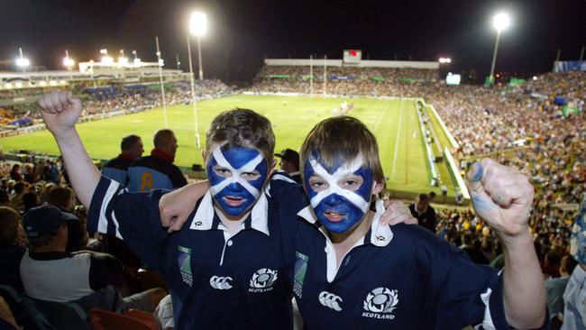 RWC 2003 Scotland v Japan @ Dairy Farmers Stadium.12/10/2003 - Andy Stewart 11 and brother Alexander 12 travelled from Sydney to see the match - Pic Bruce Long