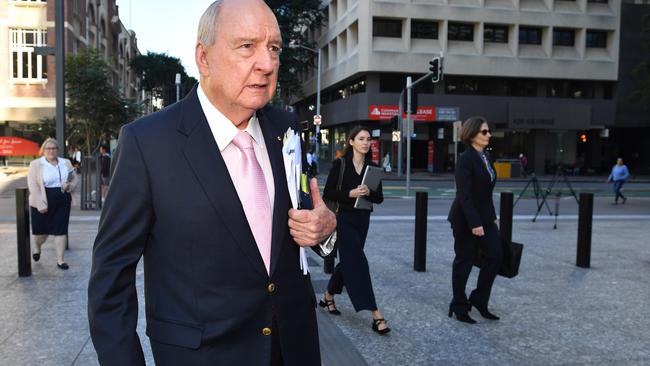 Alan Jones arrives at the Supreme Court in Brisbane today. Picture: AAP.