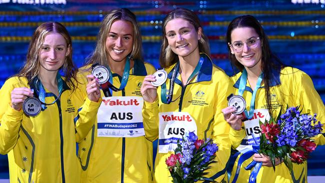 The Aussie team with their silver medals. Picture: Getty Images