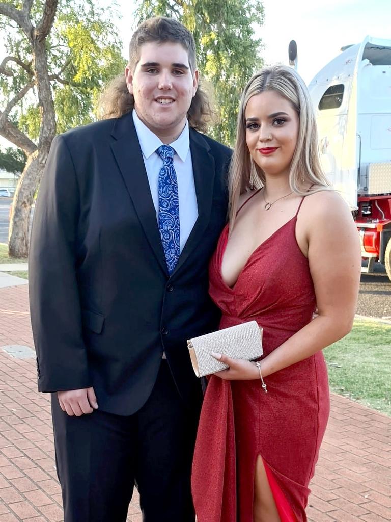 Mark Smith and Partner Caity Haines. Oakey State High School formal. Photo Sean Federoff