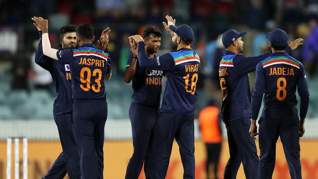 Indian players celebrate their win. Picture: Getty Images