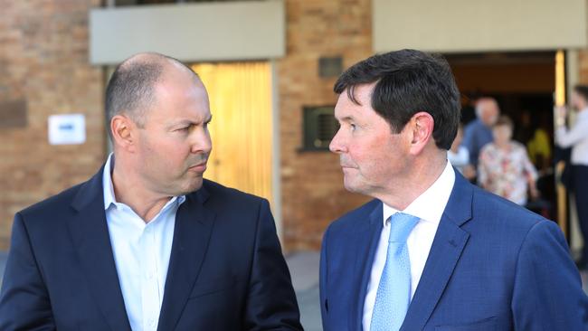 The former member for Menzies Kevin Andrews, right, with federal Treasurer Josh Frydenberg. Picture: NCA NewsWire/ David Crosling