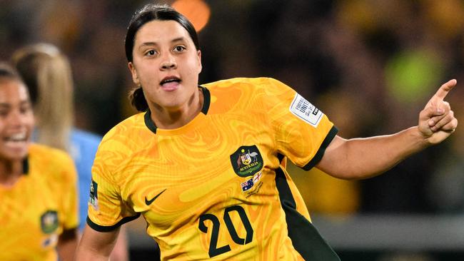 Soccer star Sam Kerr has been charged with the racially aggravated harassment of an English police officer. Picture: Izhar Khan/AFP