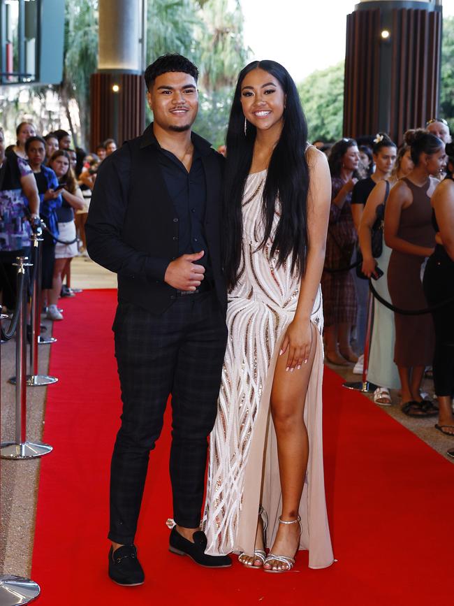 Jackson Foon and Anna-Rose Cowley arrive at the Trinity Bay High School formal evening, held at the Cairns Convention Centre. Picture: Brendan Radke