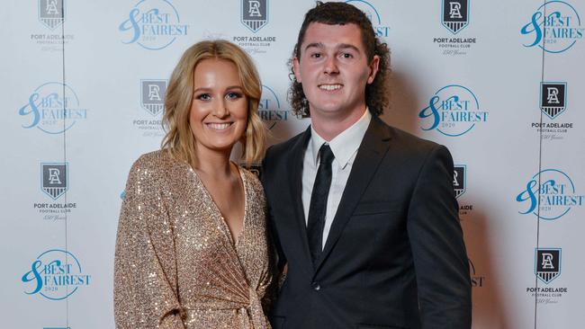 The 2020 John Cahill Medallist Darcy Byrne-Jones and Alice McKeough. Picture: Brenton Edwards