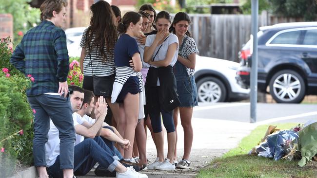 Friends of Hector Ryan at the crash site. Picture: Jay Town