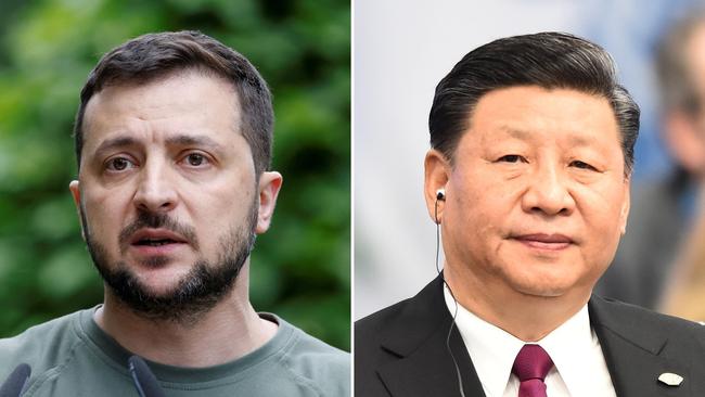 Xi Jinping, right, will also speak with Ukrainian president Volodymyr Zelensky, left.