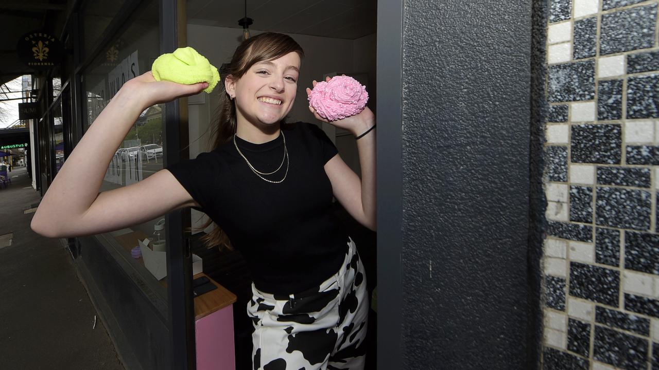 Tayla Winiecki is 17 years old and has opened a slime store in Geelong for her business, which she started in year 6. Picture: Alan Barber