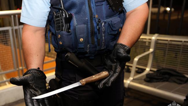 A knife seized at a train station during the operation. Picture: NSW Police.