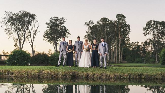 Lakeside: Matthew Brunes and Bridget Williams with bridesmaids and groomsmen, Picture: iSpy Wedding Photography (Dylan Evans)