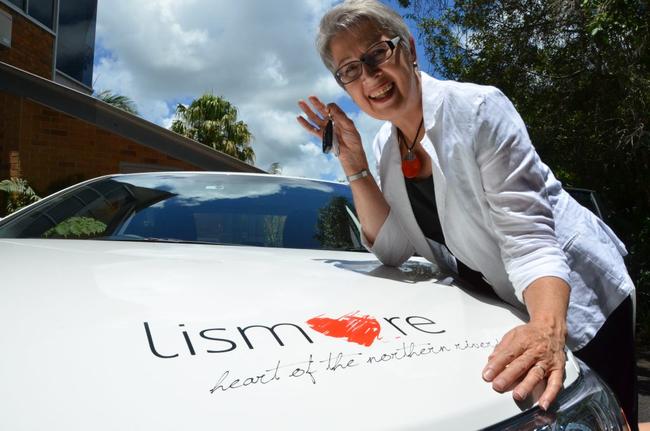 Lismore mayor Jenny Dowell picks up the keys to her new mayoral motorcar.