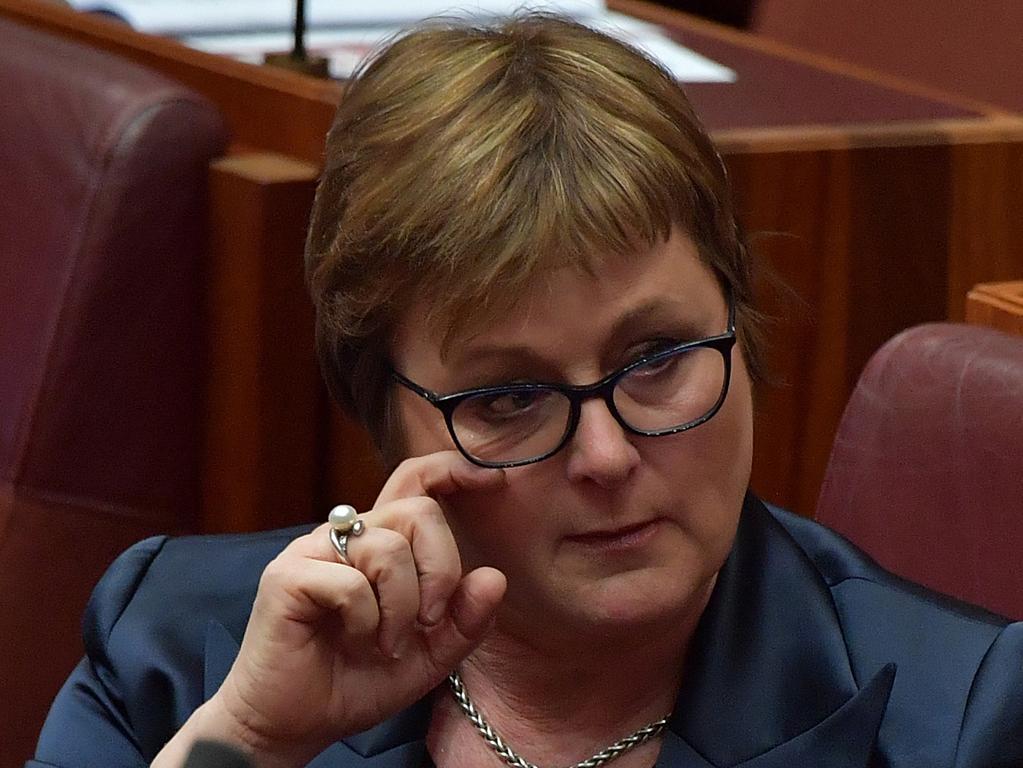 Linda Reynolds broke down in the Senate on Thursday. Picture: Sam Mooy/Getty Images