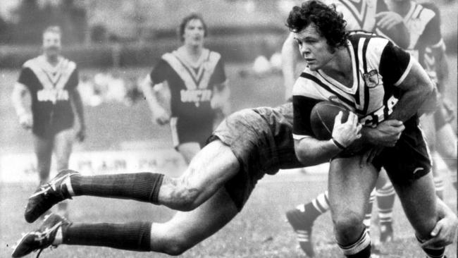 An insight into Charlie Frith launching himself at opponents, including Les Boyd who was the incumbent Australian second rower at the time.