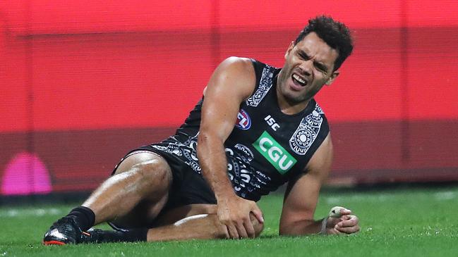 Collingwood midfielder Daniel Wells could be facing the end of his career after yet another injury. Picture: Phil Hillyard