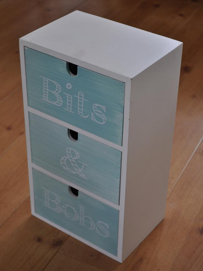 Kristine Franklin transformed a set of mini-drawers purchased from Kmart …