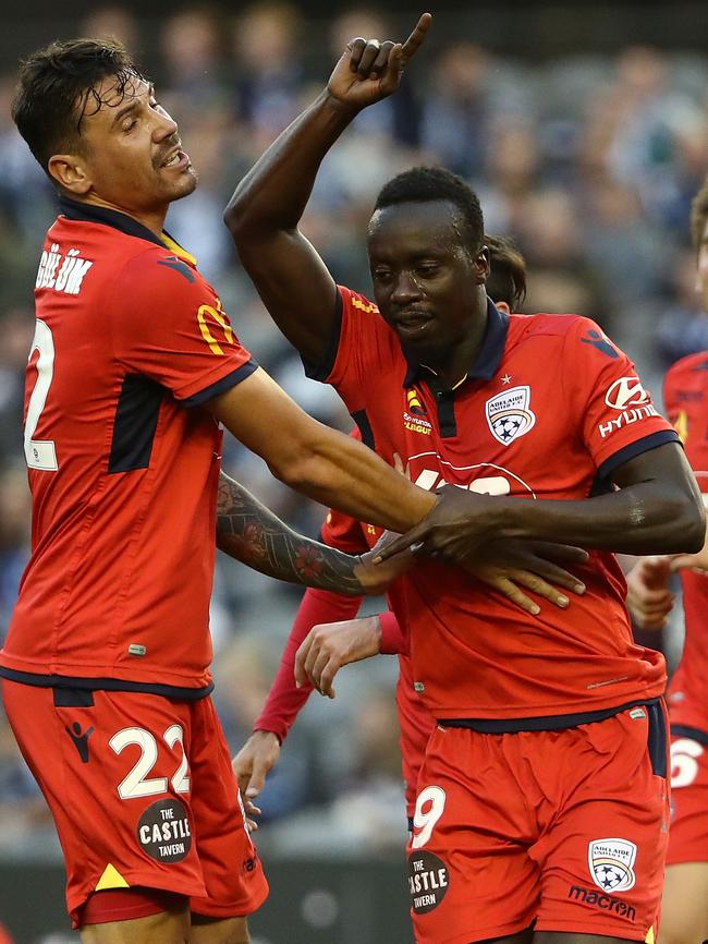 Paba Babacar Diawara led Adelaide United’s Imperial Forces and helped crush the Victory resistance. Picture: Getty Images