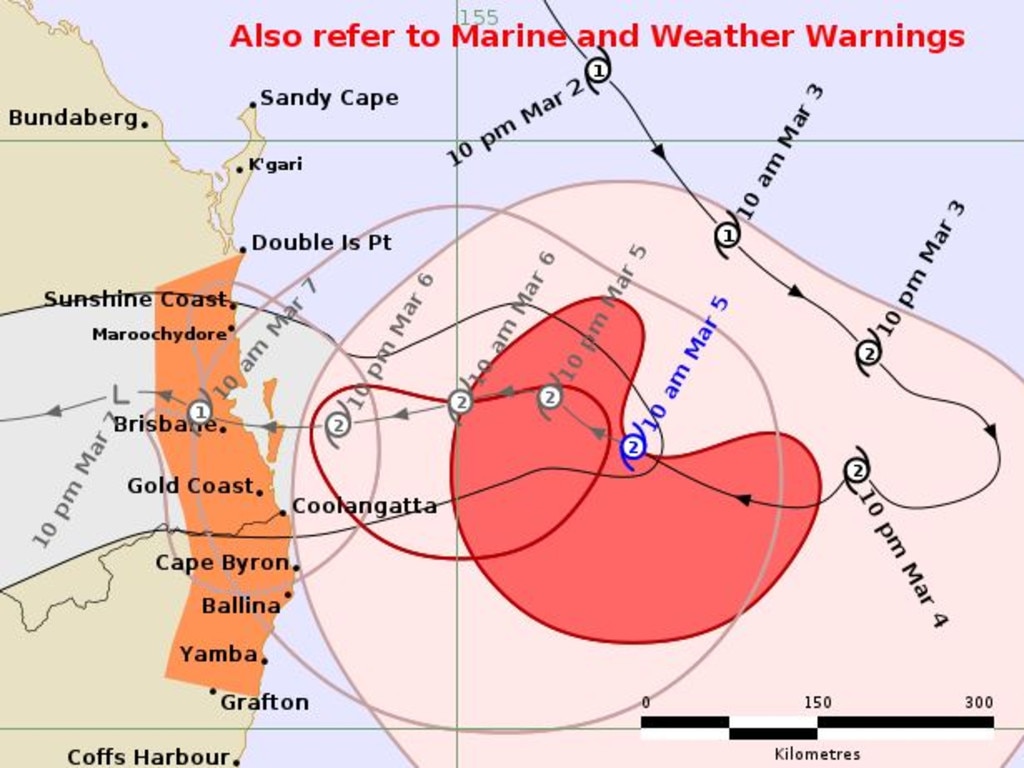The 10.35am Bureau of Meteorology tracking map.