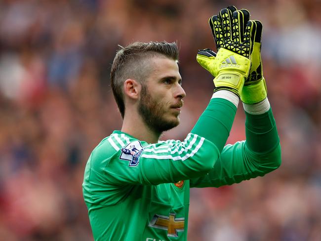 David De Gea of Manchester United applauds the fans.