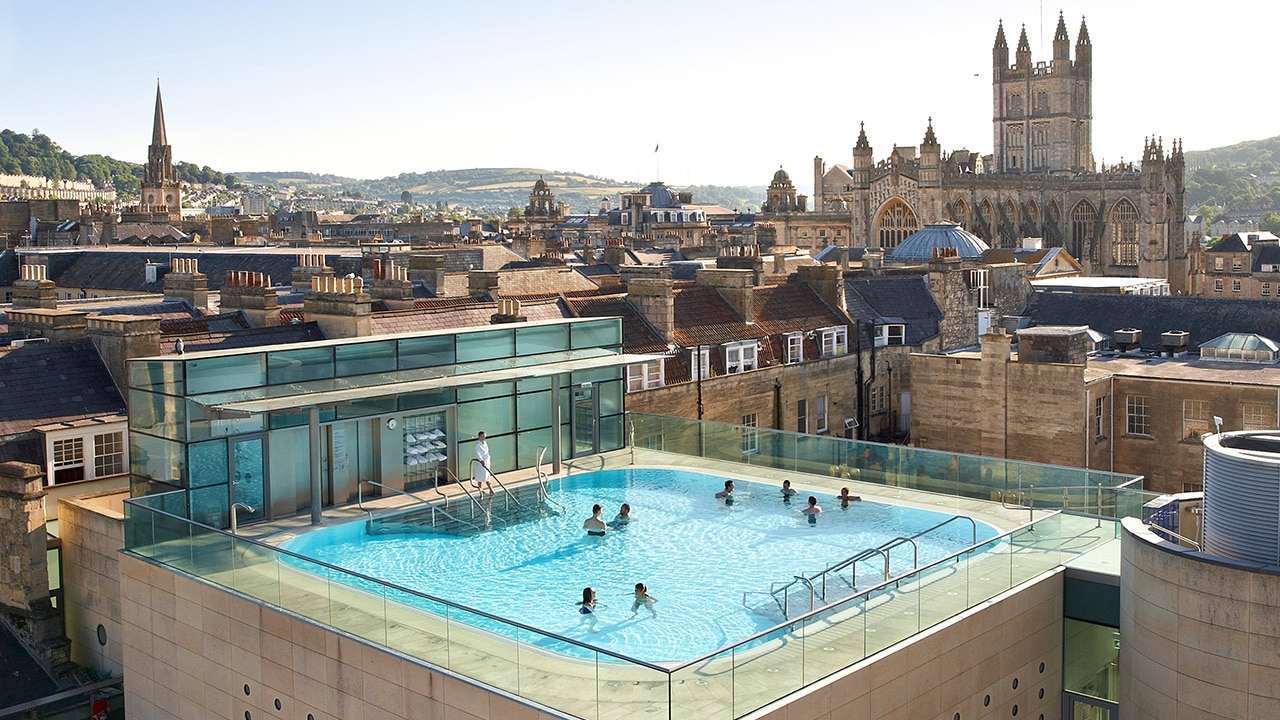 <h2>SOAK IN A ROMAN BATH</h2><p>When you visit the <a href="https://www.romanbaths.co.uk/" target="_blank" rel="noopener">Roman Baths</a> in Bath&rsquo;s World Heritage Site you can experience the thermal water, in luxury, for an unforgettable experience. You can drink the water in the Pump Room, or plunge in the mineral-rich water in the <a href="https://www.thermaebathspa.com/" target="_blank" rel="noopener">Thermae Bath Spa</a> rooftop pool. <a href="https://travel.escape.com.au/accommodation/detail/the-royal-crescent-hotel-spa?HotelCode=01518649">The Royal Crescent Hotel</a>, in the middle of the famous Royal Crescent, also has a bath house.</p><p><strong>Where to stay:</strong> <a href="https://travel.escape.com.au/accommodation/detail/the-gainsborough-bath-spa?HotelCode=016577437" target="_blank" rel="noopener">The Gainsborough Bath Spa</a> is a five-star hotel with an impressive, historic spa.</p>