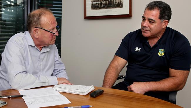 Mal sits down with Buzz to discuss his Kangaroos management. Photo: Gregg Porteous