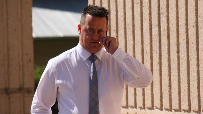 Defence lawyer Simon Lapinski enters the Alice Springs Local Court. Picture: Gera Kazakov