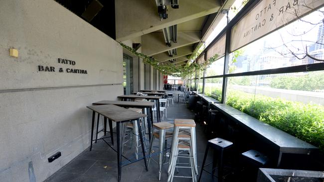 Fatto Bar and Cantina at Southbank is still closed due to the COVID lockdown. Picture: Andrew Henshaw