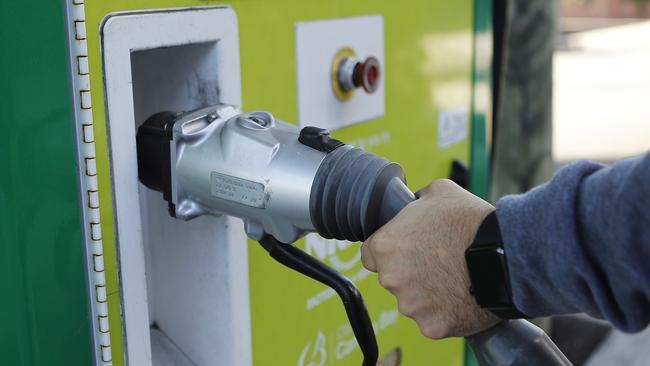 Generic picture of an electric car charging station in Sydney on Friday, July 21, 2017. (AAP Image/Daniel Munoz)