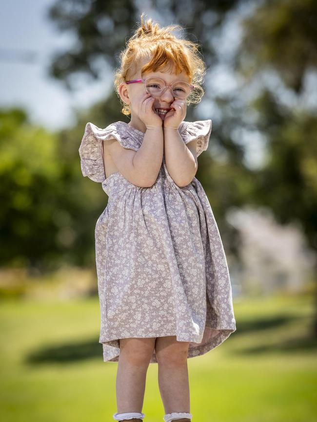 Billie is now a healthy, happy three-year-old who loves dancing and dinosaurs. Picture: Jake Nowakowski