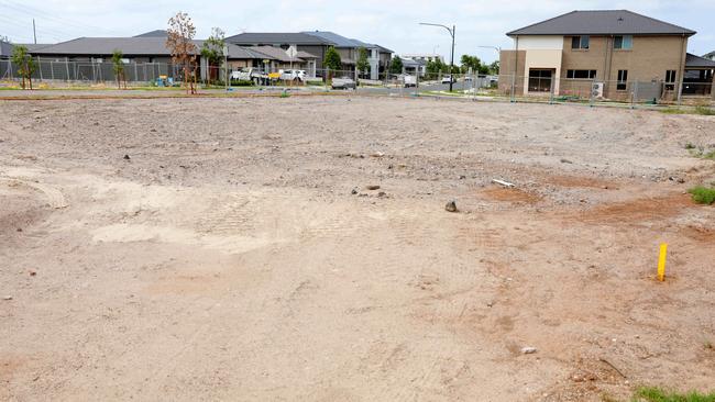 The site where a house was demolished near Armoury Rd in December due to ground settlement issues. Picture: AAP Image/Angelo Velardo