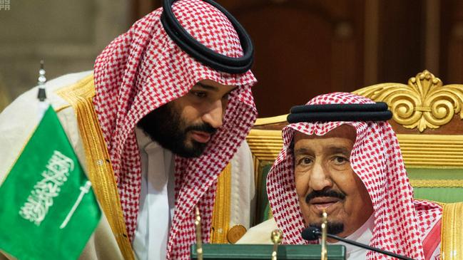 Mohammed bin Salman with his father King Salman. Picture: AP.