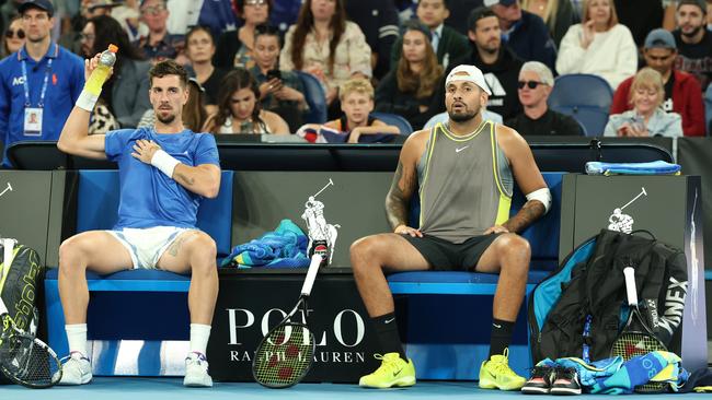 But Kokkinakis was also struggling with his injury. Picture: Cameron Spencer/Getty Images