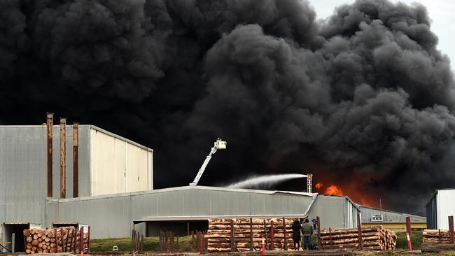 The fire at first light on Thursday. Picture: Nicole Garmston