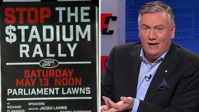 Eddie McGuire has blasted Tasmanians who are against a new stadium for the 19th AFL club.