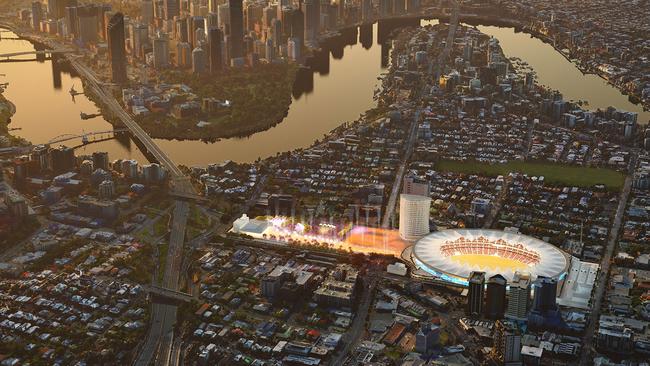 Supplied artist impression of the proposed Gabba redevelopment for the 2032 Brisbane Olympic Games