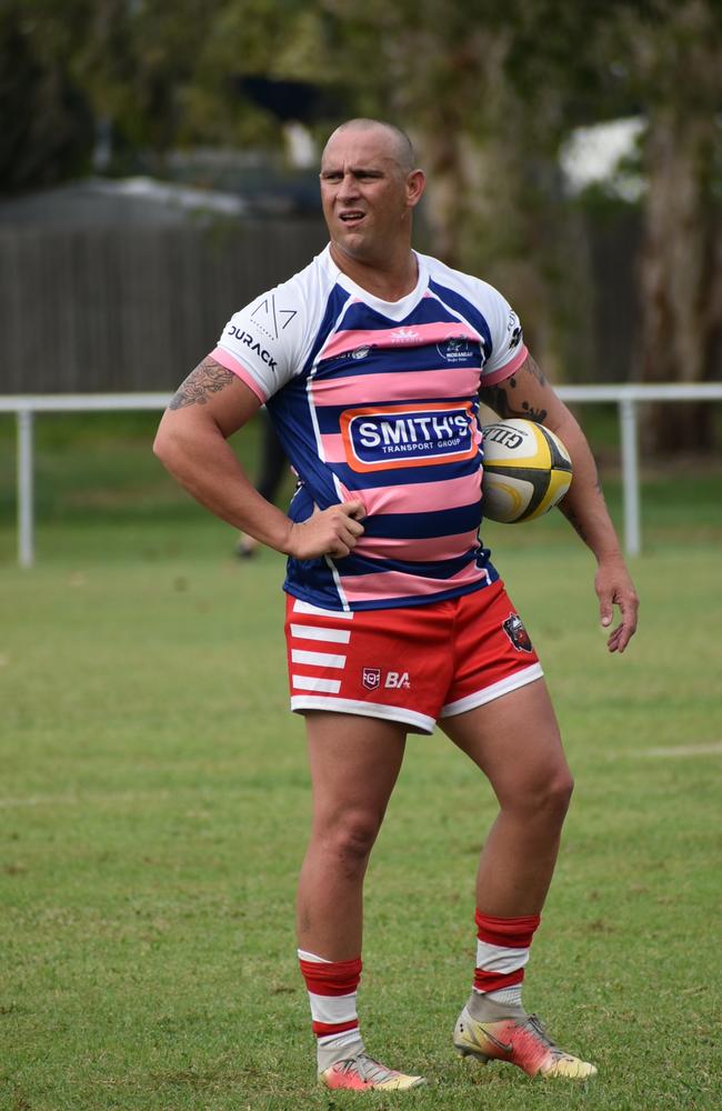 Moranbah's Matthew Smith in the Slade Point Slashers v Moranbah Bulls in Mackay Rugby Union Round 4 Seniors A-Grade Anzac Day clash at Cathy Freeman Oval in Slade Point. Saturday, April 23, 2022. Picture: Max O'Driscoll